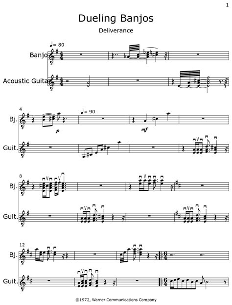 Dueling Banjos - Sheet music for Banjo, Acoustic Guitar