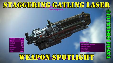 Fallout 4: Weapon Spotlights: Staggering Gatling Laser (Gunners Plaza) - YouTube