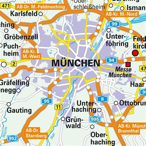 Muenchen map - Munich downtown map (Bavaria - Germany)