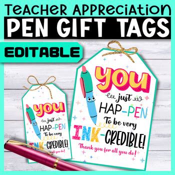 Gift Tags for Teachers & Students - Teacher Appreciation Gift Tags for Pens
