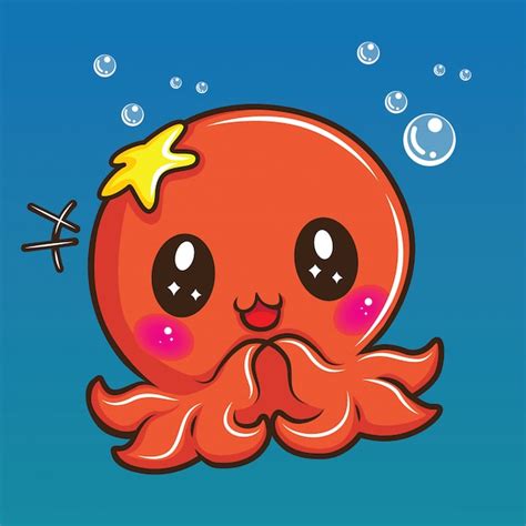 Cute squid cartoon, animal cartoon concept. | Premium Vector