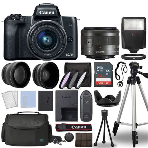 Canon EOS M50 Mark II Mirrorless Digital Camera Body Black with Canon EF-M 15-45mm f/3.5-6.3 STM ...