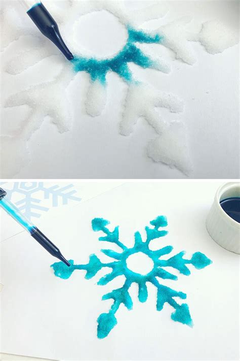 painting with glue and salt for winter STEM Painting Snowflakes ...