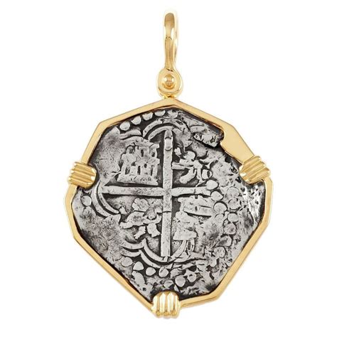 8 Reales Spanish Colonial Coin Pendant - 14K Gold - 7245 | Coin pendant, 14k gold pendants ...