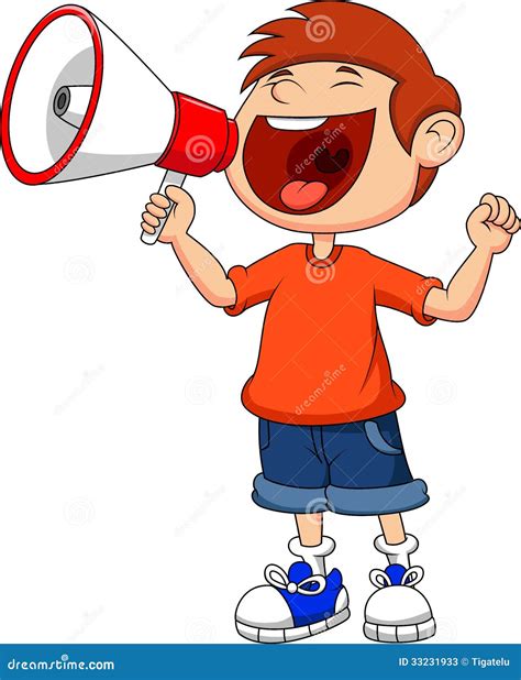 Cartoon Boy Yelling and Shouting into a Megaphone Stock Vector - Illustration of sound, shout ...