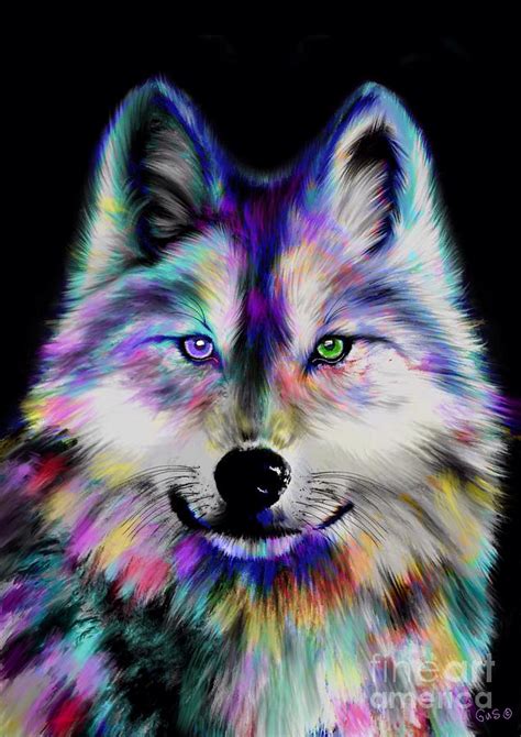 Wolves Painting - Rainbow Wolf by Nick Gustafson | Wolf art print, Wolf ...