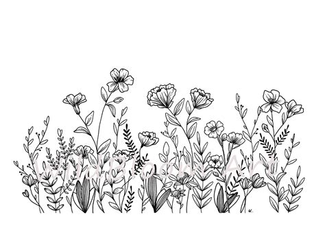 Wildflowers Medley, Wall Art, Hand Drawn Florals, Wildflower Art Print, Botanical Print ...