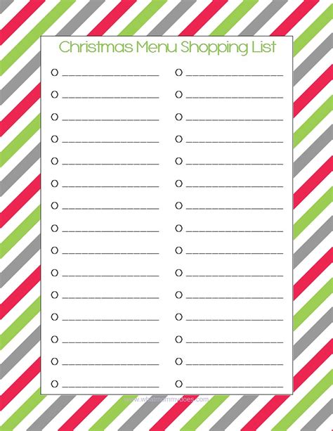 Free Printable Christmas Menu Shopping List - What Mommy Does