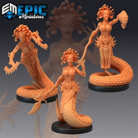 3D Printable Gorgon Sisters Stheno Set / Medusa Sister / Half Snake Woman / Female Lamia by Epic ...