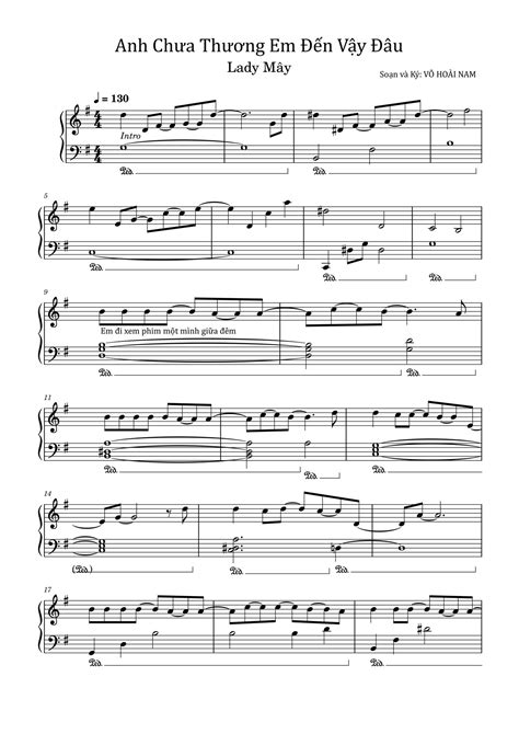 Anh Chưa Thương Em Đến Vậy Đâu Piano sheet - Hứa Kim Tuyền