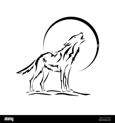 Howling wolf moon Black and White Stock Photos & Images - Alamy