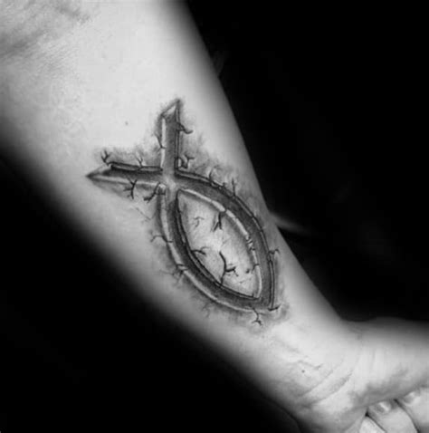 40 Ichthus Tattoo Designs For Men - Jesus Fish Ink Ideas