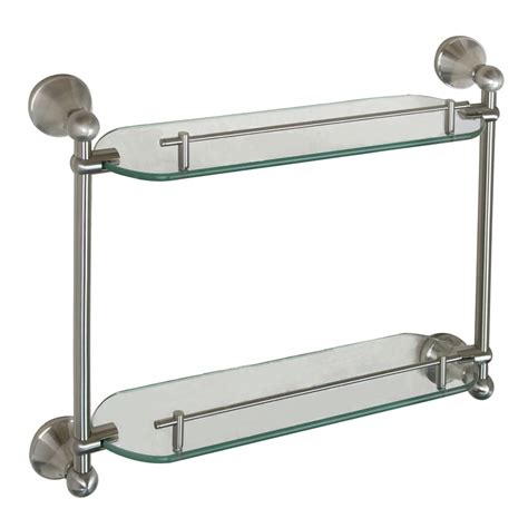 Barclay Kendall 2-Tier Brushed Nickel Glass Bathroom Shelf at Lowes.com