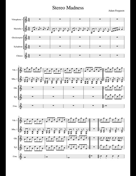 Stereo Madness sheet music for Piano, Bass, Percussion download free in ...