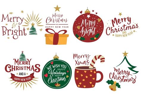 Merry Christmas greeting cards clip art. Christmas decor png