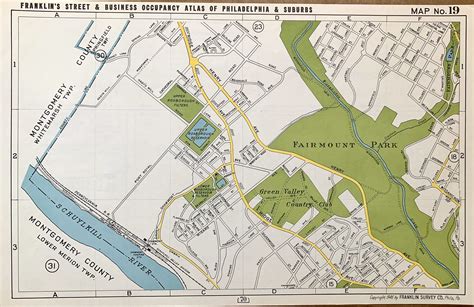 Roxborough Map, Original 1946 Franklins Philadelphia Atlas, Fairmount ...