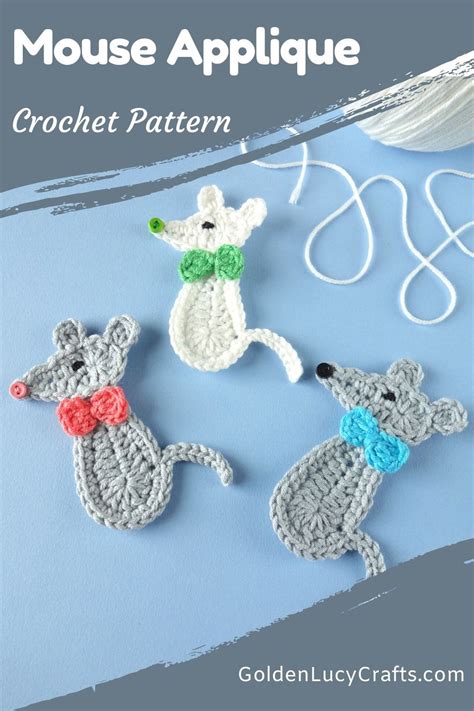 Crochet Mouse Applique | Crochet mouse, Crochet, Crochet motif