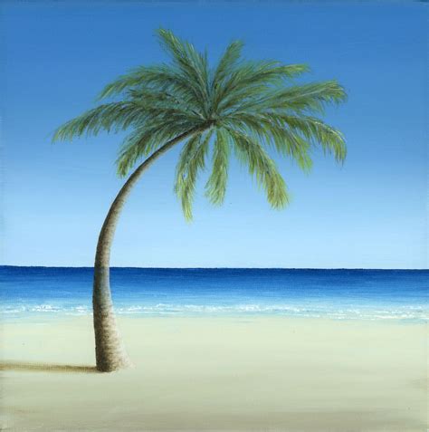 Palm Tree on the Beach (original beach painting 7.75x7.75 in) | Palm trees painting, Beach ...