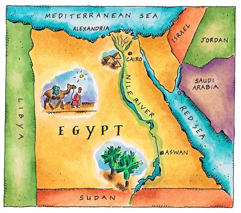 Map Of Egypt Digital Art by Jennifer Thermes