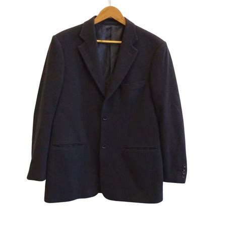 GAZMAN Mens Size 40 Wool & Cashmere Two Button Black Blazer (s)