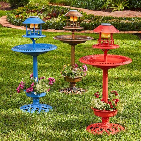 Outdoor Solar Powered Led Water Fountain Yard Decor Blue Bird Bath Garden Patio - Birdbaths