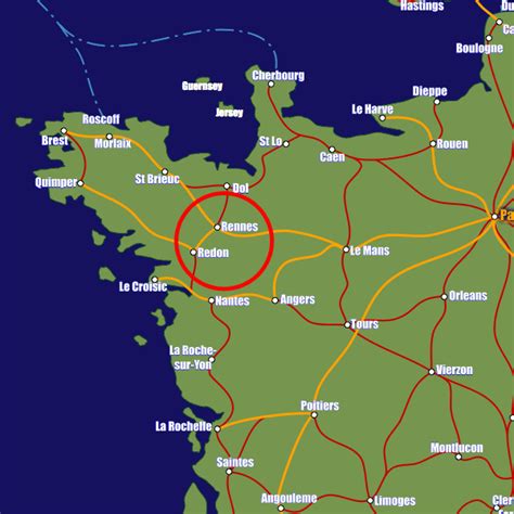 Rennes France Map | World Map Gray