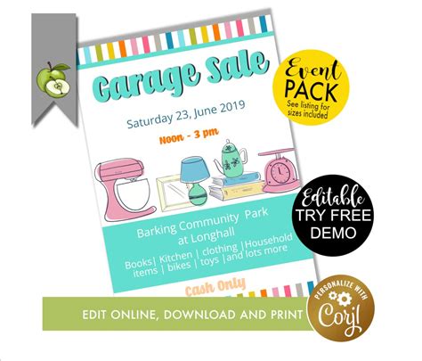 Editable YARD Sale Template, Garage Yard Sale Theme Event Poster ...