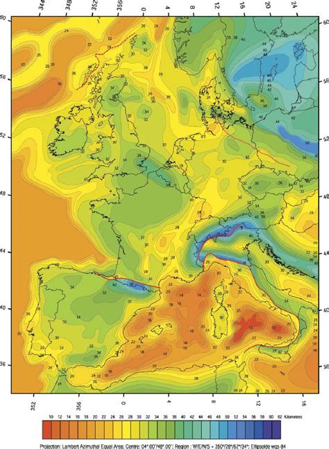 Depth map of Moho discontinuity (2 km contour interval), constructed by... | Download Scientific ...