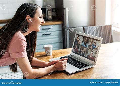 A Young Woman Using Laptop for Video Call, Zoom Stock Image - Image of conference, laptop: 181638103