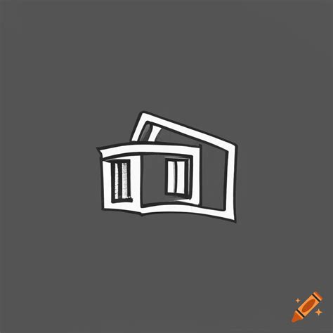 Modern house logo design in black and white on Craiyon