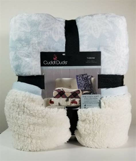 Cuddl Duds Cozy Soft Sherpa Throw Blanket 50" x 60"- Sky Blue Snowflake NWT | eBay