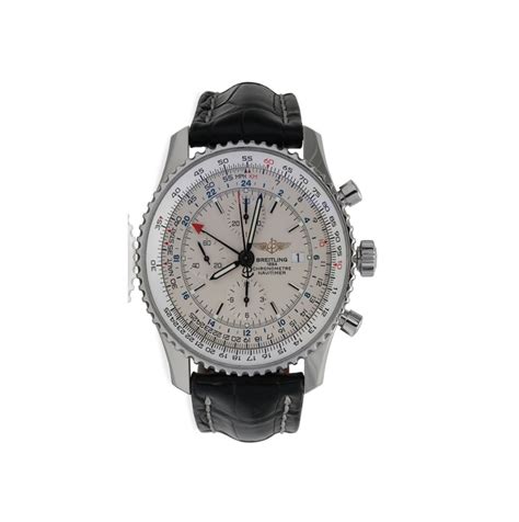 Breitling Navitimer Chrono Leather Strap White Men's Watch - Swiss o ...