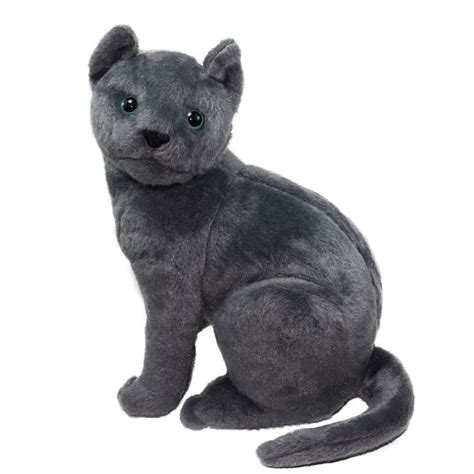 Real Cat Plush Collection Stuffed Animal Toy Dark Grey 10 Inches