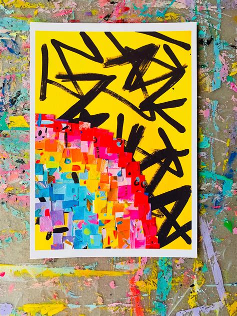 Colourful Rainbow Art Print from a Collage. Unframed art | Etsy