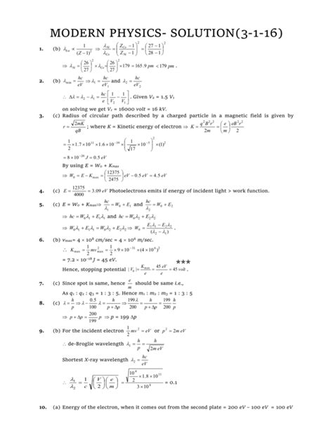 MODERN PHYSICS- solution