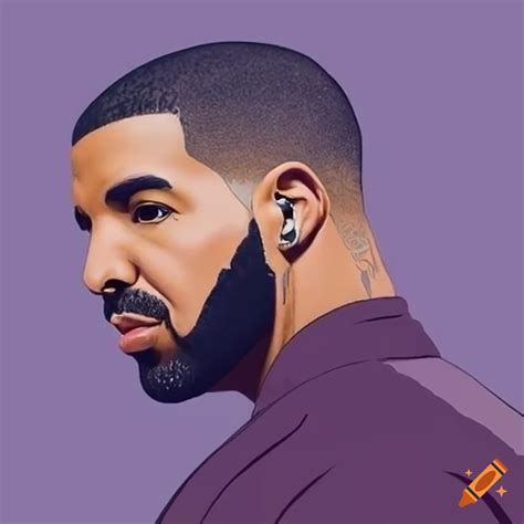 Give a detalied side profile of drake the rapper, on a clean background ...