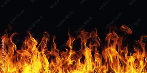 burning fire flame on black background Stock Illustration | Adobe Stock