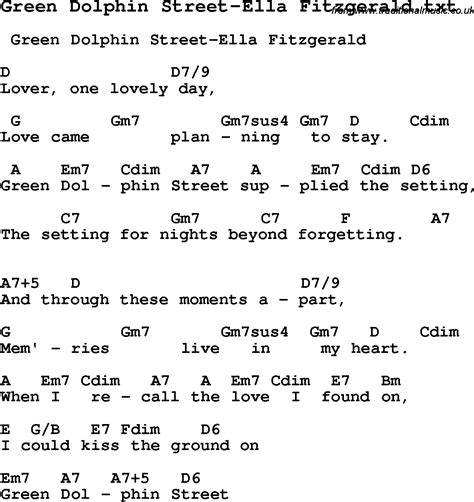 Jazz Song - Green Dolphin Street-Ella Fitzgerald with Chords, Tabs and Lyrics from top bands and ...