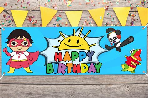 Buy Birthday Banner for Ryan's World Party Supplies, Birthday Party Backdrop Decorations, Happy ...