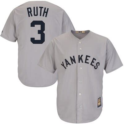 Babe Ruth New York Yankees Majestic Cool Base Cooperstown Collection Player Jersey - Gray ...