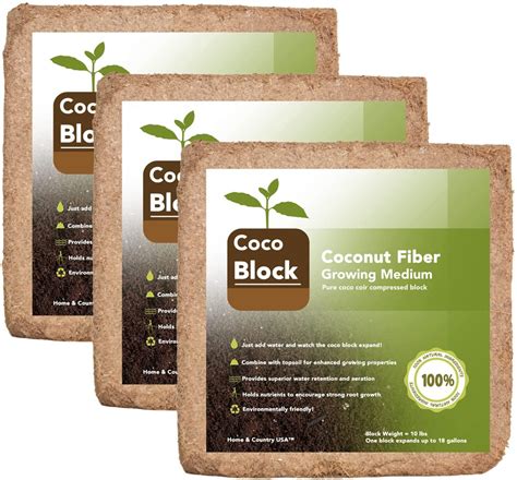 Home and Country USA Coconut Fiber Compressed Coco Coir Brick. Great to use as a Compost Starter ...