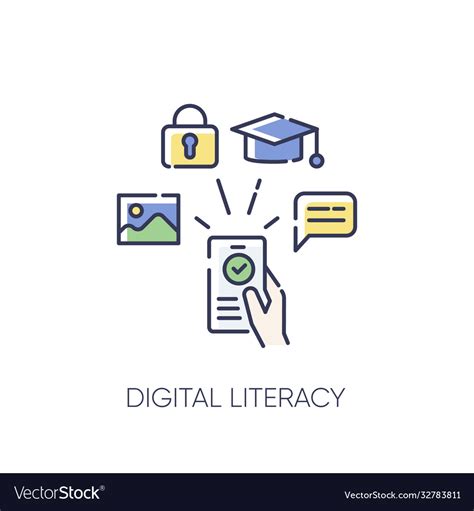 Digital literacy rgb color icon Royalty Free Vector Image