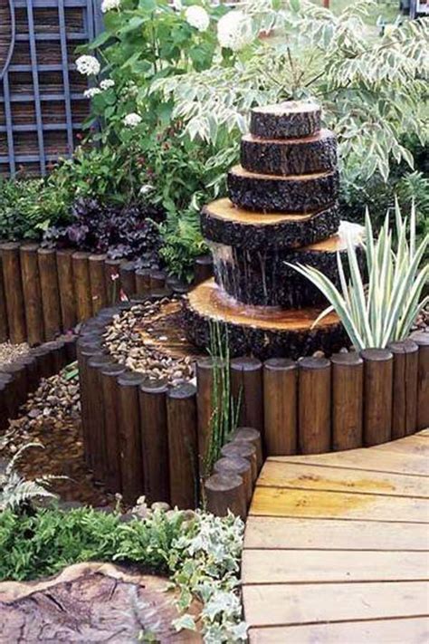 Build a Log or Wood Slice Fountain for Backyard - Amazing DIY, Interior ...