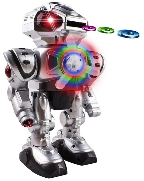 Super Android Toy Robot With Disc Shooting Walking Flashing Lights And Sound Features Great ...