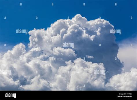 Formation of storm clouds shapes Fluffy white cumulus clouds in blue ...