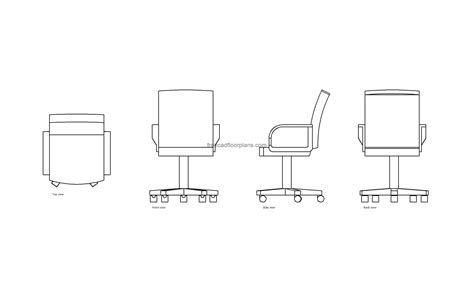 Office Chair, All 2D Views - Free CAD Drawings