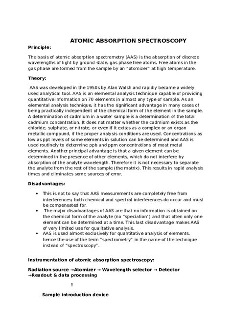 (DOC) ATOMIC ABSORPTION SPECTROSCOPY Principle | Anusha Liaqat - Academia.edu