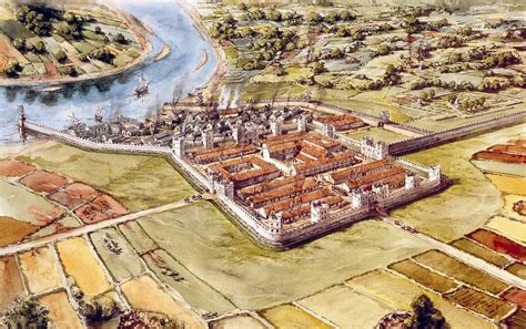 Segedunum, England. This is a reconstruction of the ancient Roman fortress of Segedunum. It ...