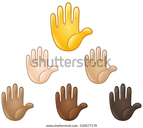 Raised Hand Emoji Various Skin Tones Stock Vector (Royalty Free ...