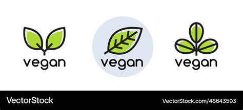 Vegan plant icon logo vegetarian symbol Royalty Free Vector